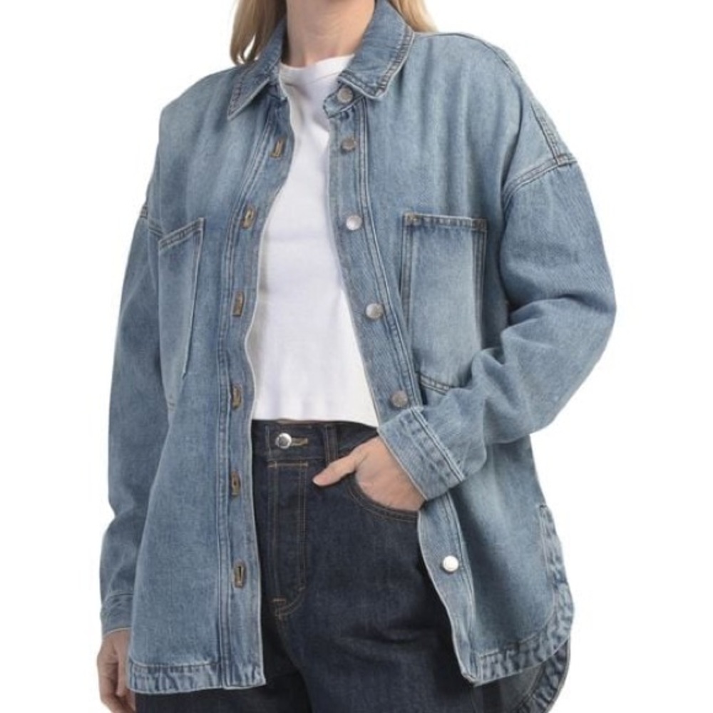 Light Wash Denim Button-Up Jacket - image 2